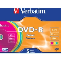 VERBATIM DVD-R(5 ks)Slim/Colour/16x/4.7GB - Optické disky