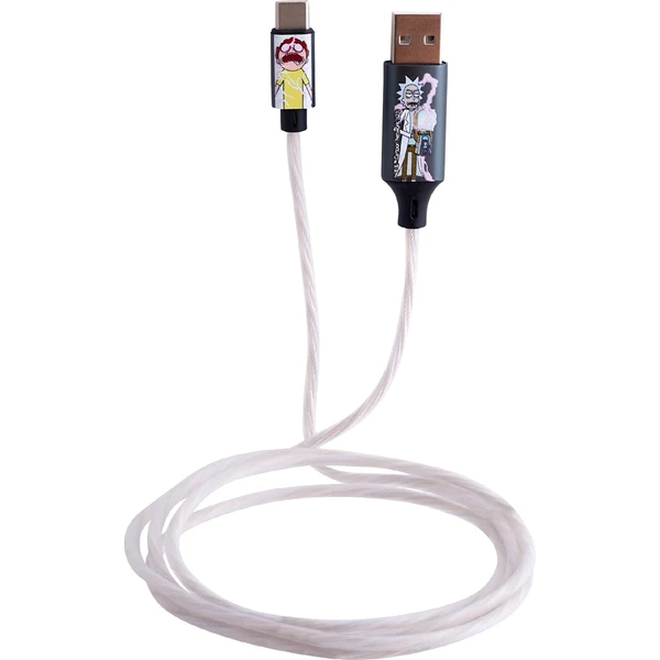 Lazerbuilt Rick & Morty - Shock! USB-A/USB-C svítící napájecí kabel 10W 1,2m bílý - Kabely a redukce - Obrázek IA7H000K01