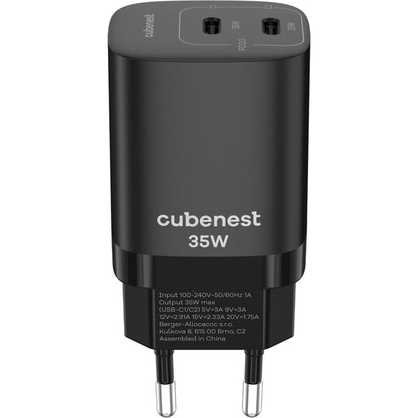 CubeNest S2D1 síťová nabíječka 35W černá