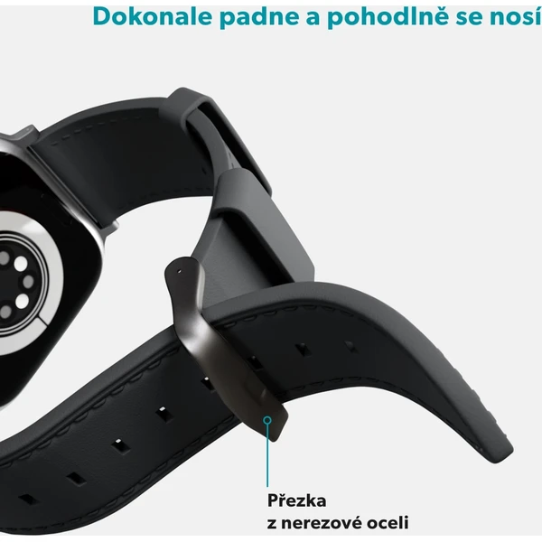 Epico Watch kožený řemínek pro Apple Watch 42/44/45/46/49mm černý - Řemínky - Obrázek IAML000K01