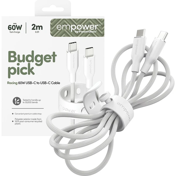 PanzerGlass USB-C/USB-C napájecí kabel 60W 2m bílý - Kabely a redukce - Obrázek IB3J000K01