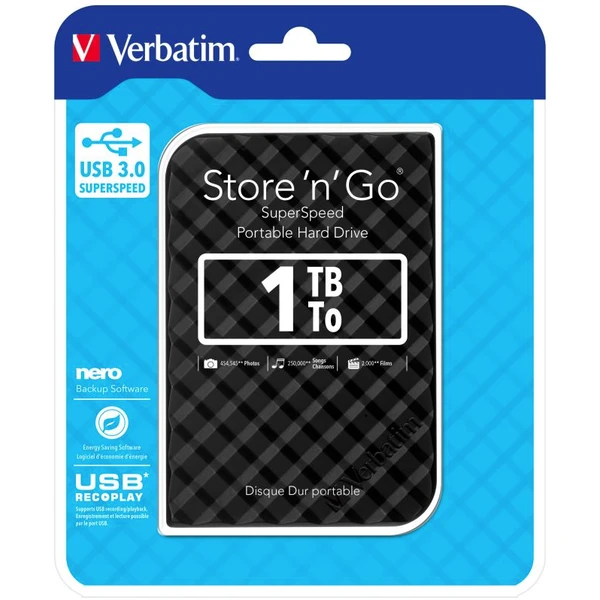 VERBATIM Store 'n' Go HDD 1TB USB 3.0 SuperRYCHOTADIS_Kd GEN2 černý - Pevné disky - Obrázek IBL8700301