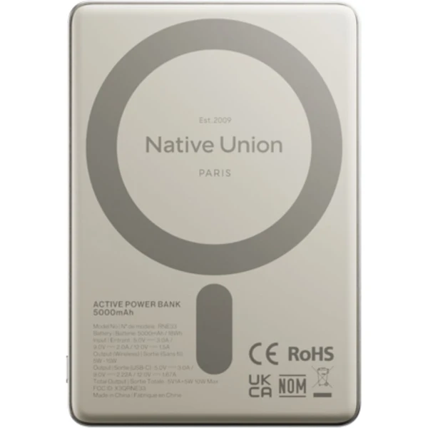 Native Union Active MagSafe powerbanka 5000mAh stříbrná - Powerbanky - Obrázek ICDE000O01