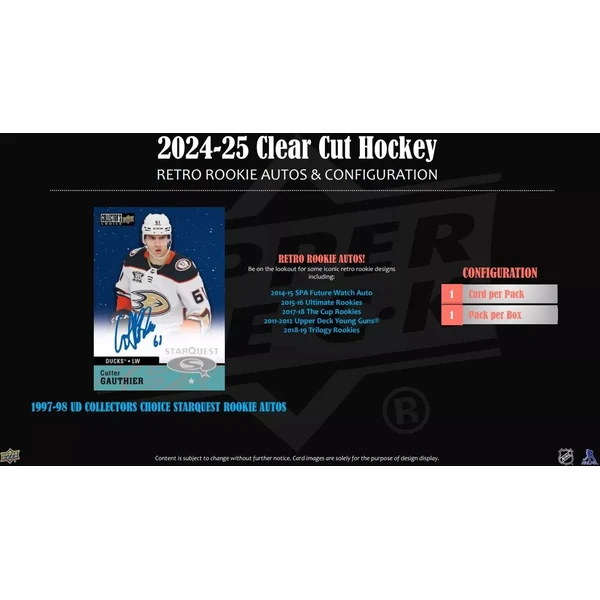 Hokejové karty 2024-25 Upper Deck Clear Cut Hockey Hobby Box - Hokejové karty - Obrázek IDUG000K01