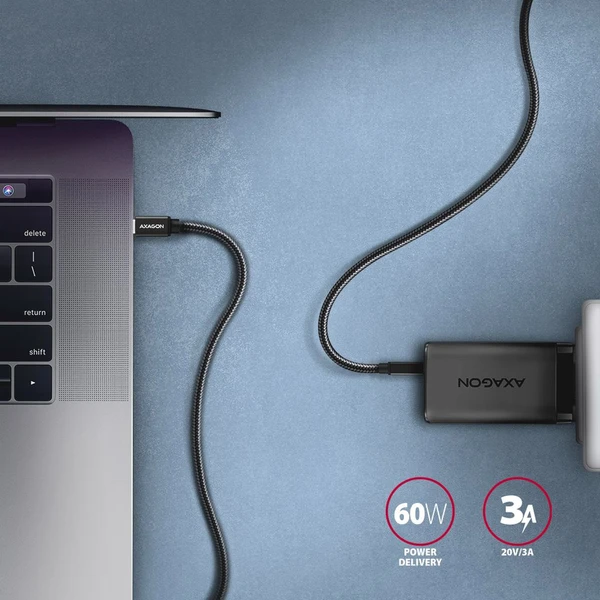AXAGON USB-C/USB-C napájecí kabel 60W 1,5m černý - Kabely a redukce - Obrázek IED0700301