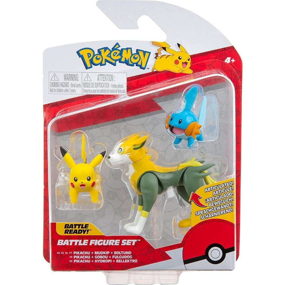 Figurky Pokémon Battle 3-Pack Mudkip, Pikachu #1, Boltund 5 cm