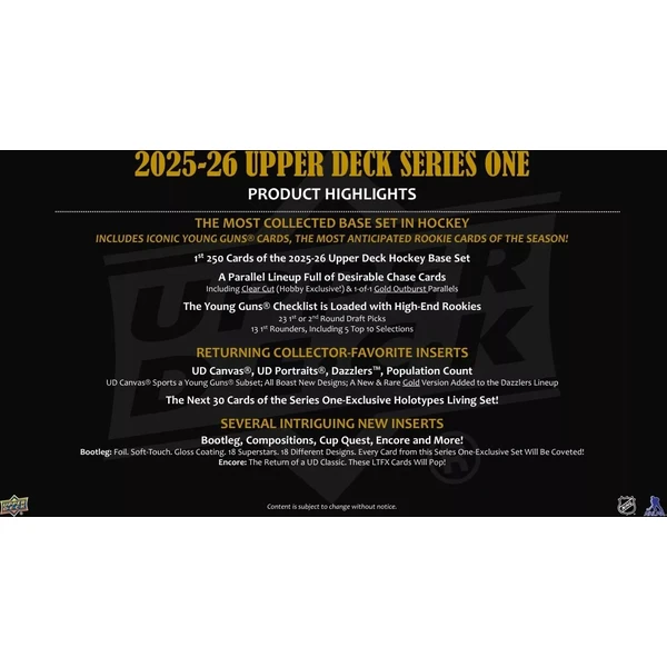 Hokejové karty 2025-26 Upper Deck Series 1 Hockey Hobby Balíček - Hokejové karty - Obrázek IG4K000K01