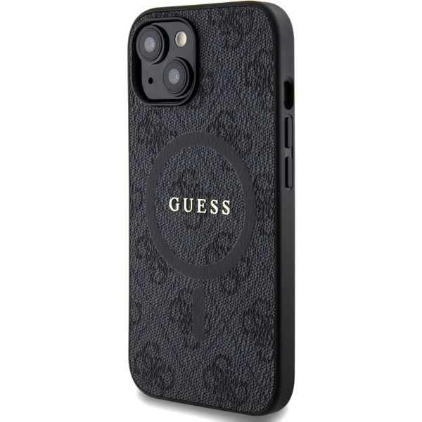 Guess PU Leather 4G Colored Ring MagSafe kryt iPhone 15 černý - Pouzdra - Obrázek IG72000N01