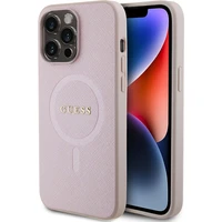 Guess PU Saffiano MagSafe kryt iPhone 15 Pro Max růžový - Pouzdra