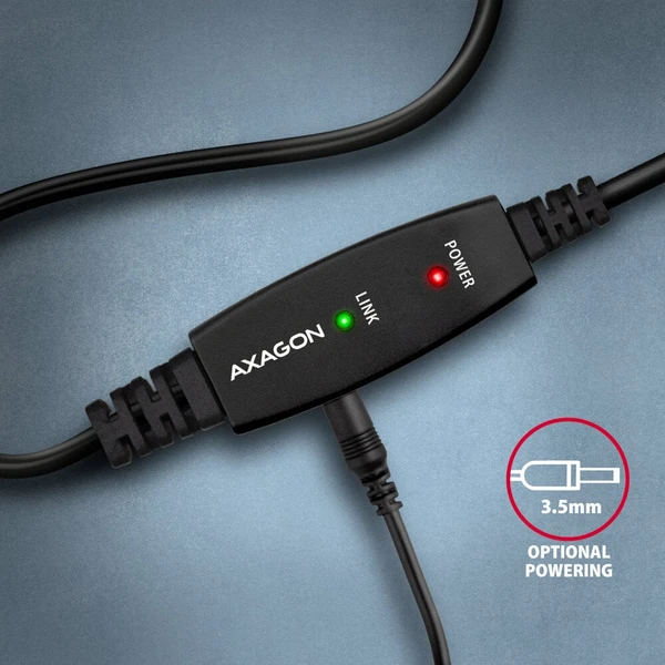 AXAGON ADR-215B USB-A/USB-B prodlužovací kabel 15m černý - Kabely a redukce - Obrázek ILS6000701
