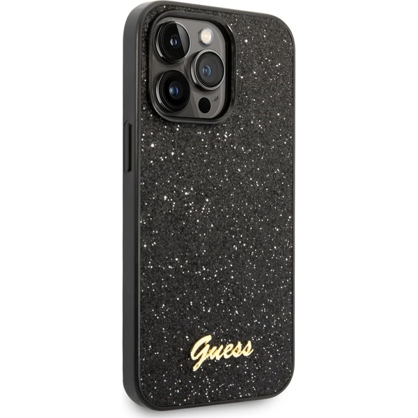 Guess PC/TPU Glitter Flakes Metal Logo kryt iPhone 14 Pro černý - Pouzdra - Obrázek IQS3700301