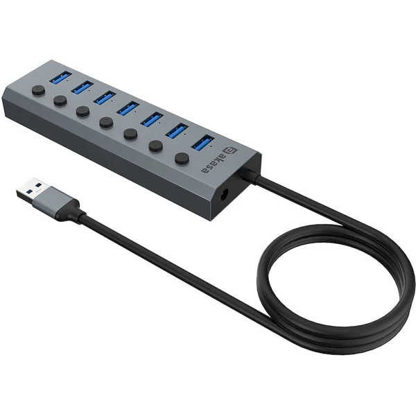 AKASA USB-A hub 7v1 antracitový - USB huby - Obrázek IVGK000K01