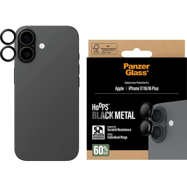 PanzerGlass® Hoops skla Apple iPhone 17/16/16 Plus černé - Ochranné folie a skla - Obrázek IXEH000K01