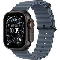 Apple Watch 49/46/45/44mm ocelově modrý Oceánský řemínek černý titan - Řemínky