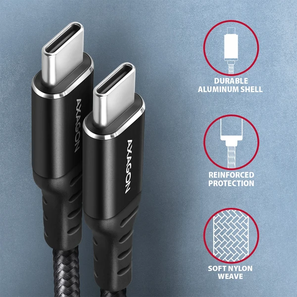 AXAGON BUCM-CM15AB USB-C/USB-C napájecí kabel 60W 1,5m černý - Kabely a redukce - Obrázek J1P0000K01