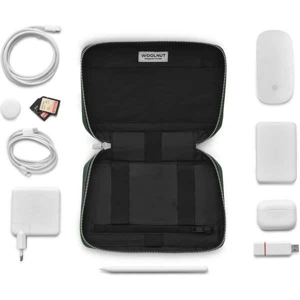 Woolnut kožený Tech Organizér tmavě zelený - Organizéry - Obrázek J1Q4000701