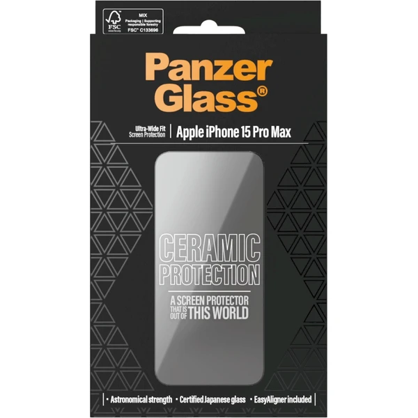 PanzerGlass Ceramic tvrzené sklo Apple iPhone 15 Pro Max s instalačním rámečkem - Ochranné folie a skla - Obrázek J1V7000L01