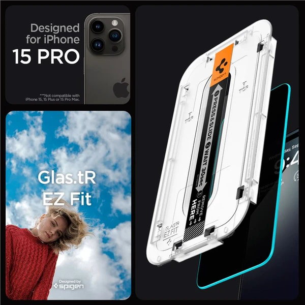 Spigen Glass tR EZ Fit Privacy 2 Pack tvrzené sklo iPhone 15 Pro čiré - Ochranné folie a skla - Obrázek J1Z8000601