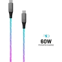 FIXED USB-C/USB-C svítící napájecí kabel 60W 1,2m duhový - Kabely a redukce