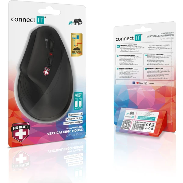CONNECT IT FOR HEALTH Verti TriMode ergonomická vertikální myš - Myši - Obrázek J2N0000P01