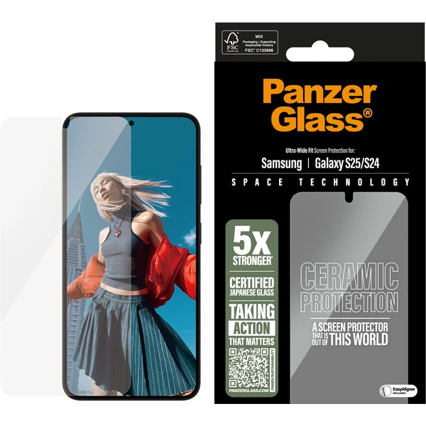 PanzerGlass® Ceramic sklo Samsung Galaxy S25/S24 s instalačním rámečkem - Ochranné folie a skla - Obrázek J2OB000P01