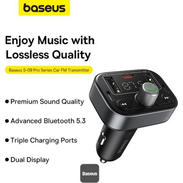 Baseus S09 Pro FM transmitter černý - FM Transmittery - Obrázek J32R000K01