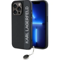 Karl Lagerfeld PU Saffiano Rhinestone Charm zadní kryt iPhone 15 Pro Max černý - Pouzdra