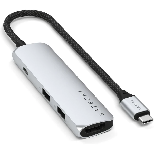 Satechi 4v1 USB-C Slim víceportový adaptér 4K stříbrný - USB huby - Obrázek J3UB000P01
