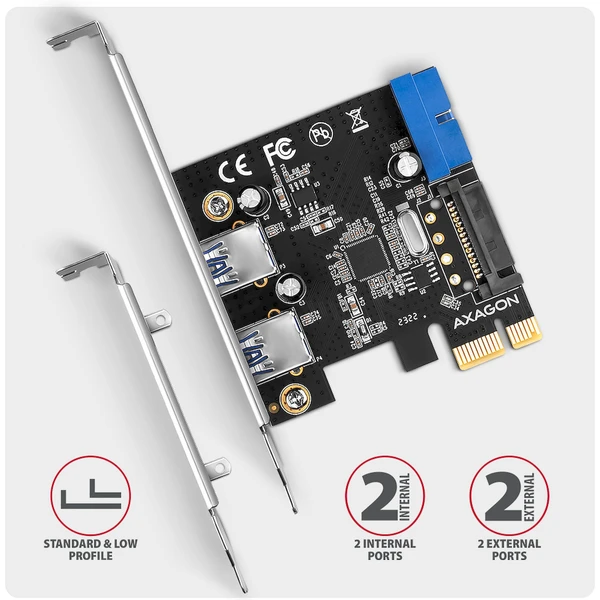 AXAGON PCEU-232RS Pcle řadič 2+2x USB 3.2 Gen 1 - Řadiče - Obrázek J44D000L01