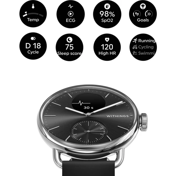 Withings ScanWatch 2 38mm černé - Chytré hodinky - Obrázek J4E7000701