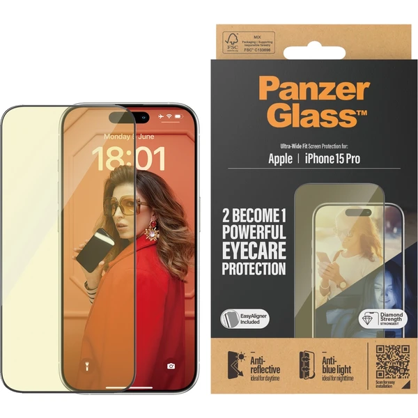 PanzerGlass EyeCare ochranné sklo Apple iPhone 15 Pro - Ochranné folie a skla - Obrázek J4TS100501