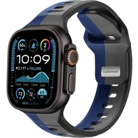 CubeNest Premium Silicon Band řemínek Apple Watch 42-49 mm šedý/tmavě modrý - Řemínky