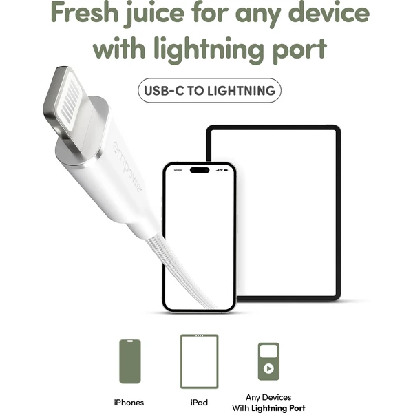 PanzerGlass USB-C/Lightning napájecí kabel 60W 1,2m bílý - Kabely a redukce - Obrázek J73J000K01