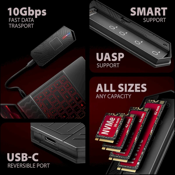 AXAGON EEM2-GAM externí SSD disk černý - Externí boxy - Obrázek J74D000L01