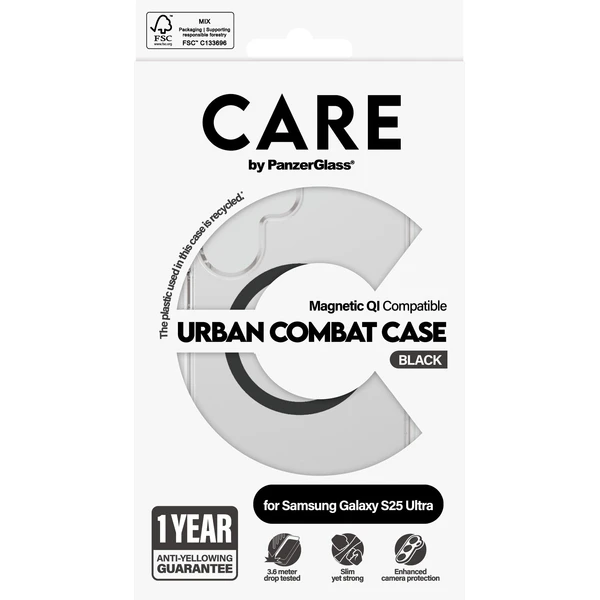 PanzerGlass® CARE kryt Samsung Galaxy S25 Ultra Urban Combat čirý/černý QI - Pouzdra - Obrázek J7FC000J01