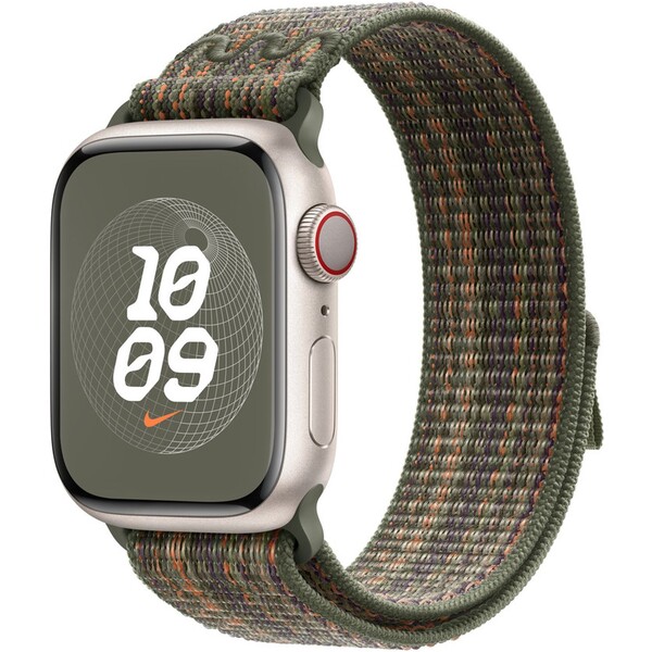 Apple Watch 38/40/41 mm sekvojově zelený / oranžový provlékací sportovní řemínek Nike MTL33ZM/A