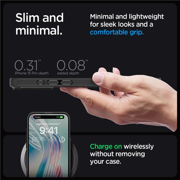 Spigen Crystal Hybrid kryt iPhone 15 Pro matně černý - Pouzdra - Obrázek J7U8000601
