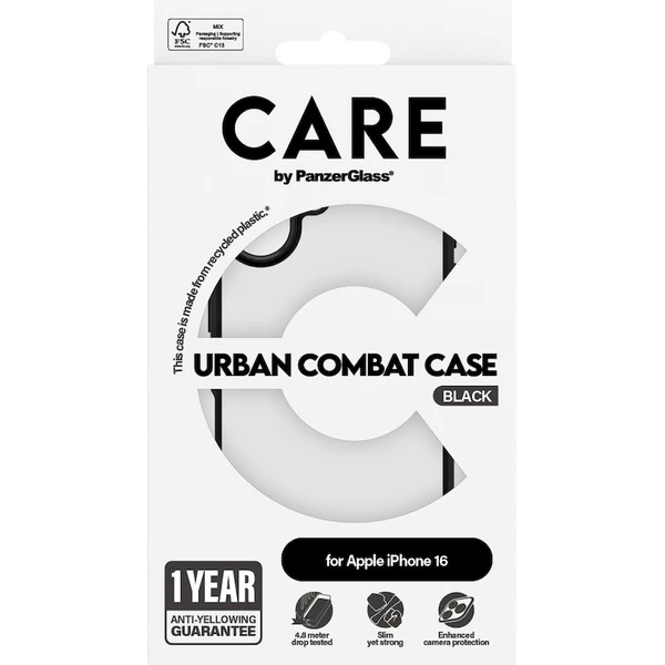 PanzerGlass® CARE kryt Apple iPhone 16 Urban Combat černý - Pouzdra - Obrázek J808000P01