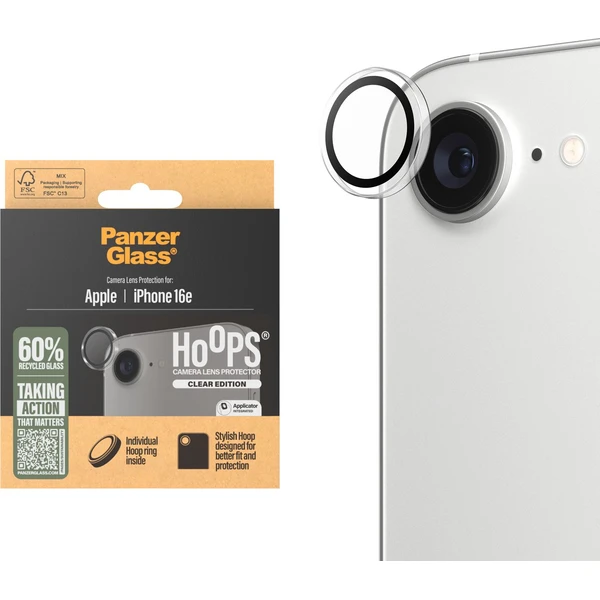 PanzerGlass® Hoops® Apple iPhone 17e/16e čirý ochranný kroužek pro čočku fotoaparátu - Ochranné folie a skla - Obrázek J8GD000J01
