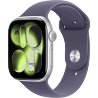 Apple Watch Series 11 Cellular (46mm) Stříbrný hliník s mlžně fialovým sportovním řemínkem M/L - Chytré hodinky