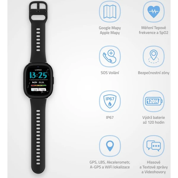 LAMAX WatchY4 Plus dětské hodinky černé - Chytré hodinky - Obrázek J929000P01