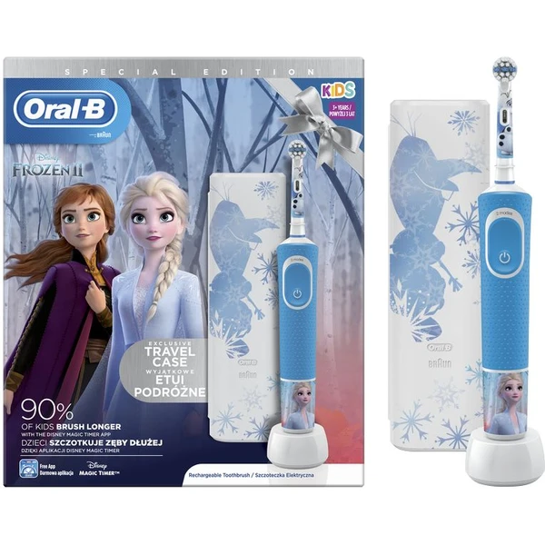 Oral-B Vitality D100 Kids 3+ dětský zubní kartáček Frozen II. + cestovní pouzdro - Zubní kartáčky - Obrázek J9HW400301