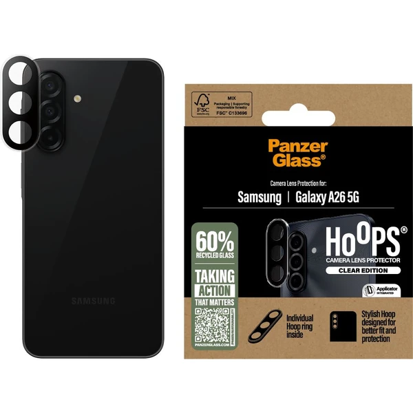 PanzerGlass® Hoops® Samsung Galaxy A26 5G čiré ochranné kroužky pro čočky fotoaparátu - Ochranné folie a skla - Obrázek JAUC000K01