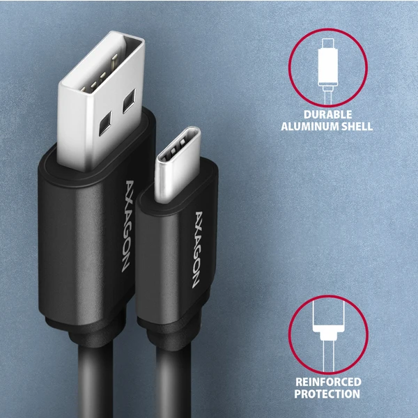 AXAGON TWISTER USB-C/USB-A napájecí kabel 0,6m černý - Kabely a redukce - Obrázek JBD0700301