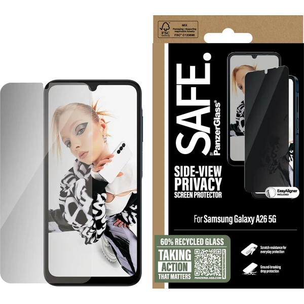 PanzerGlass® SAFE Privacy sklo  Samsung Galaxy A26 5G - Ochranné folie a skla - Obrázek JBUC000K01