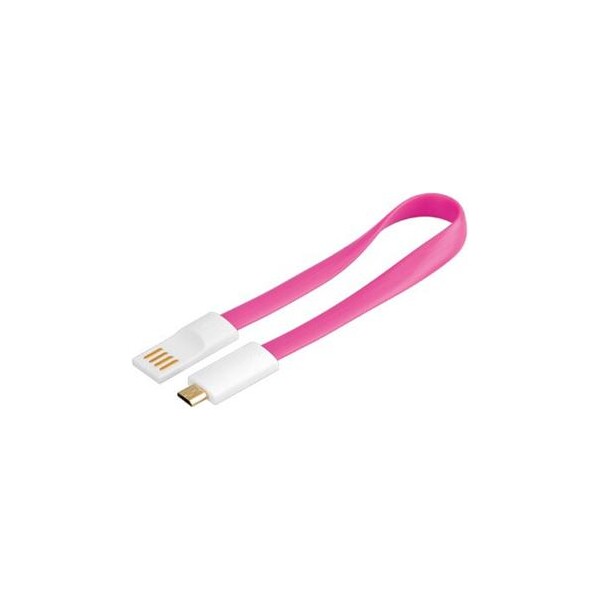 PremiumCord Kabel micro USB 2.0, A-B 0,2m magnetický, barva růžová Růžová