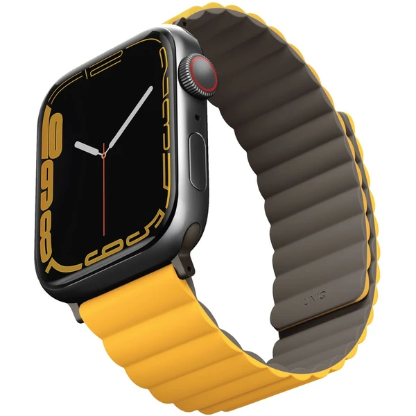 UNIQ Revix oboustranný řemínek pro Apple Watch 49/46/45/44/42mm Mustard (Hořčicový/Khaki) - Řemínky - Obrázek JD3WF00101