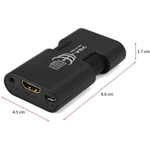 PremiumCord VGA + 3,5mm -> HDMI elektronická redukce černá - Kabely a redukce - Obrázek JDSU000501