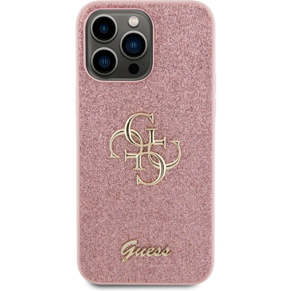 Guess PU Fixed Glitter 4G Metal Logo kryt iPhone 15 Pro Max růžový - Pouzdra - Obrázek JEX4000701