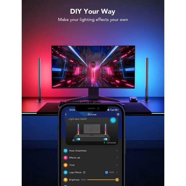 Govee Smart Gaming WiFi LED Panely + Smart Dual ovladač bílý - Chytrá osvětlení - Obrázek JFQK000K01